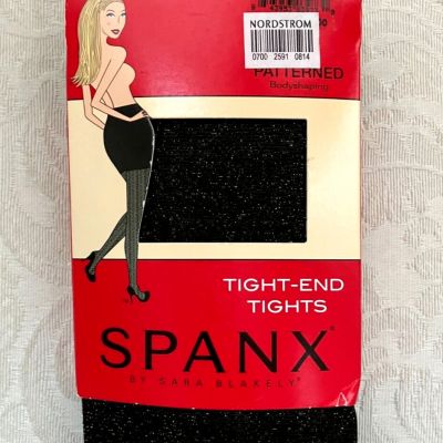 Spanx Tight End Body Shaping Tights Size C Patterned Black and Gold Shimmer